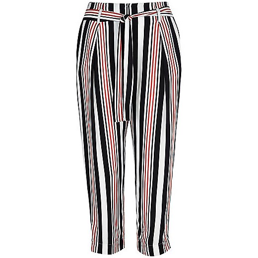 White stripe cropped trousers  River Island brazowy  