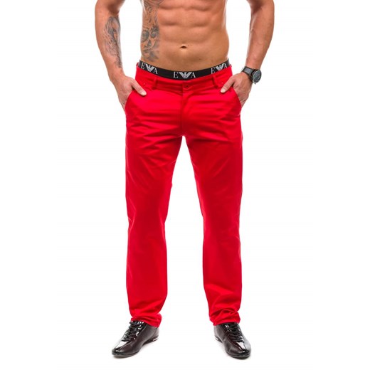 Czerwone spodnie chinosy męskie Denley 2927