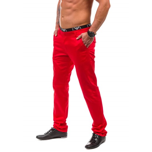 Czerwone spodnie chinosy męskie Denley 2939