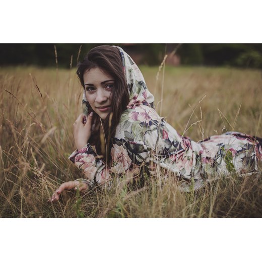 Bluza z kapturem Big hood flowers Anoi brazowy M/L showroom.pl