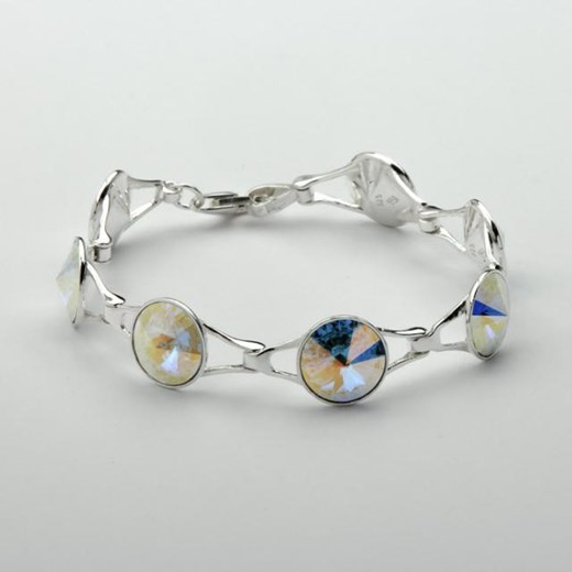Srebrna bransoletka z kryształami Swarovskiego L 1670 Crystal AB szary Polcarat Design  