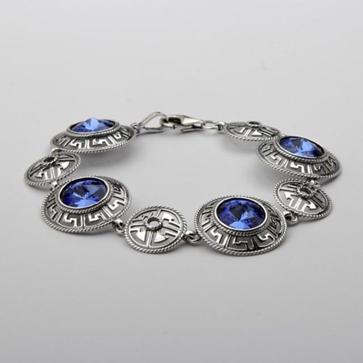 Bransoletka srebrna z kryształami Swarovskiego L 1693 Sapphire szary Polcarat Design  