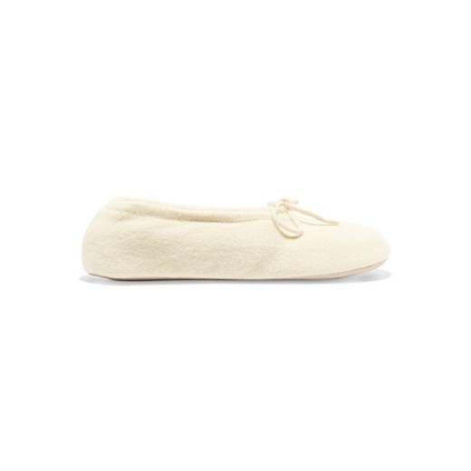 Bow-embellished cashmere ballet slippers bezowy Madeleine Thompson  NET-A-PORTER