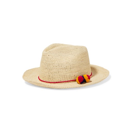 Pompom-embellished toquilla straw Panama hat  Sensi Studio bezowy  NET-A-PORTER