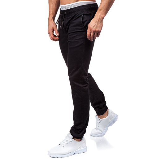 Czarne spodnie joggery męskie Denley 8765