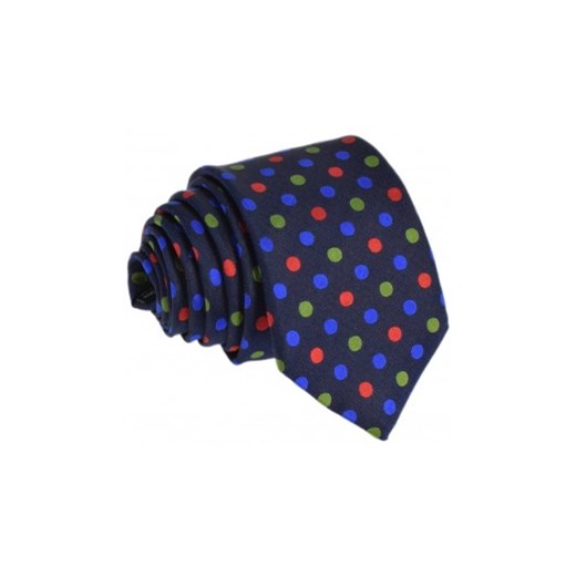 Krawat jedwabny w kolorowe grochy granatowy Republic Of Ties  