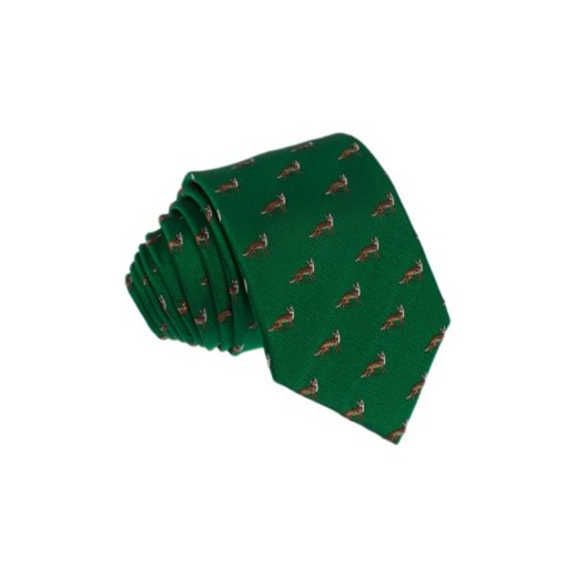 Krawat jedwabny - lisy (zieleń) Republic Of Ties zielony