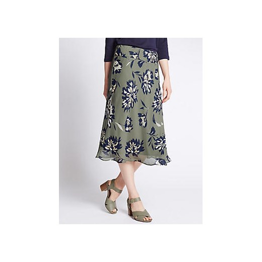 Tailored Fit Floral Midi Skirt   Marks & Spencer  Marks&Spencer