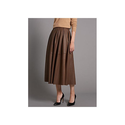 Tailored Fit Leather Full Pleated Skirt   Marks & Spencer  Marks&Spencer