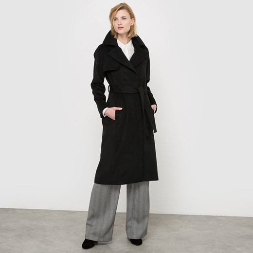 Długi płaszcz z sukna wełnianego czarny Atelier R 50 La Redoute.pl okazja 