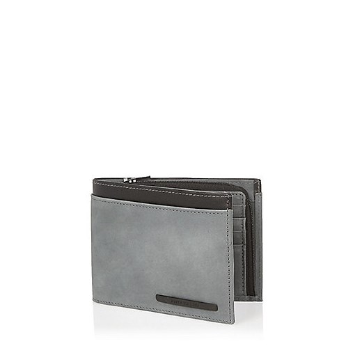 Blue leather embossed wallet  szary River Island  
