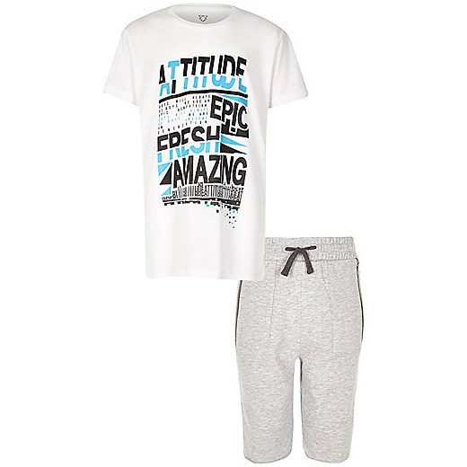 Boys white print t-shirt and shorts outfit   River Island  