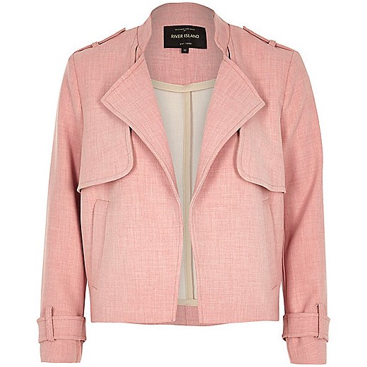 Pink cropped trench jacket  rozowy River Island  