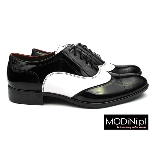 Czarno białe lakierki męskie - spektatory obuwie Al Capone bialy Faber - Obuwie Męskie 47 promocja Modini 