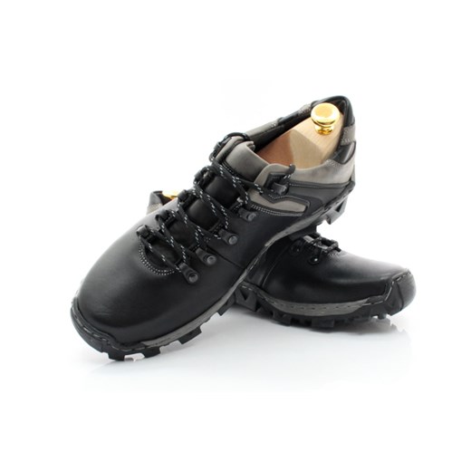 KENT 116 CZARNO-SZARE - Trekkingowe buty męskie 100% skórzane Kent czarny 42 Tymoteo.pl - sklep obuwniczy
