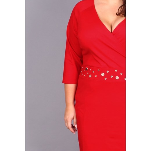 Czerowna sukienka Plus Size z dekoltem V By 20inlove ?by 20inlove pomaranczowy 46 20inlove.pl