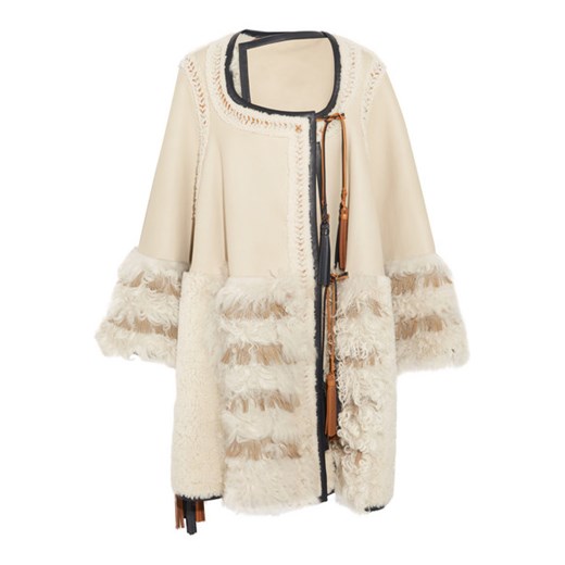 Oversized leather-trimmed patchwork shearling cape  Chloé  NET-A-PORTER