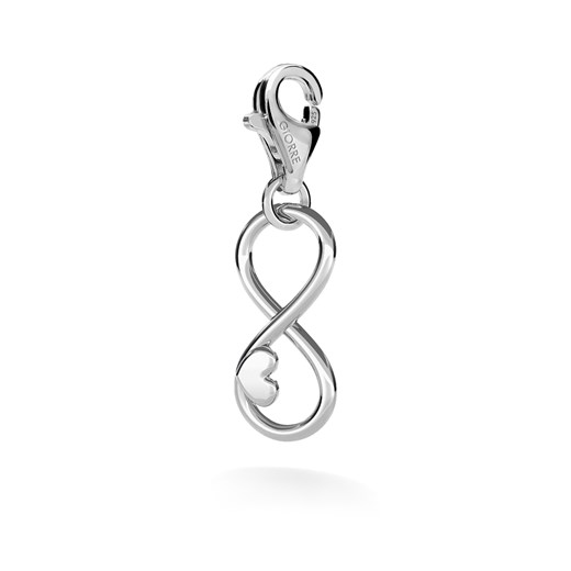 Srebrny charms beads zawieszka znak nieskończoności z sercem, srebro 925 : Srebro - kolor pokrycia - Pokrycie platyną, Wariant - Charms