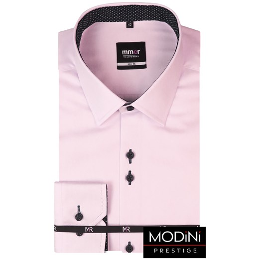 Jasnoróżowa koszula męska Mmer 201 rozowy Mmer - Koszule Męskie 176-182 / 44-Regular okazyjna cena Modini 