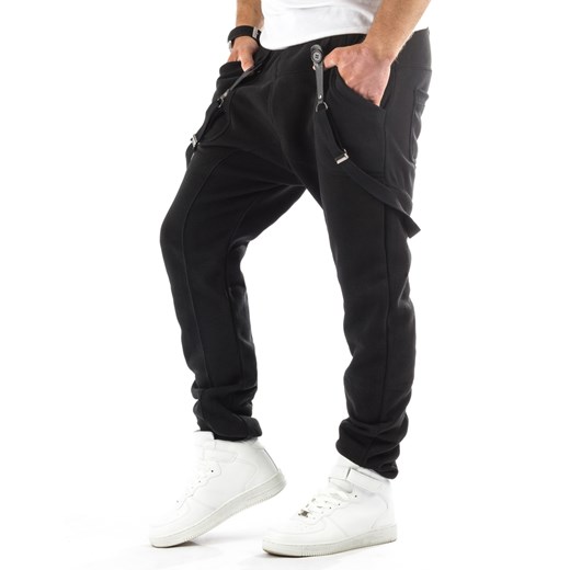 Spodnie męskie dresowe baggy czarne (ux0693) bialy  L DSTREET