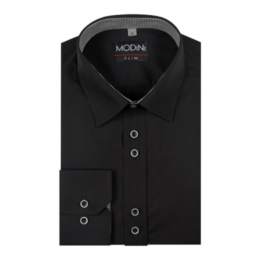 Czarna koszule męska Modini Modini Moda Męska czarny 176-182 / 41-Slim okazyjna cena Modini 