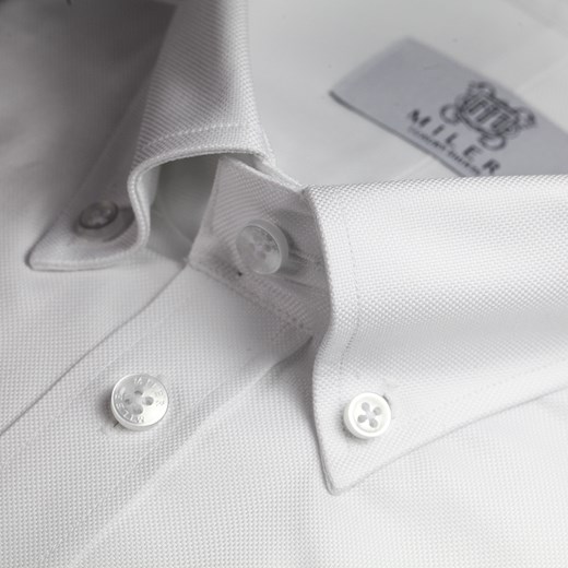 Koszula Oxford Button Down - biała szary Miler Luxury Shirts 44 Super Slim Miler Menswear