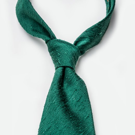 Krawat z szantungu - zielony Miler Menswear niebieski