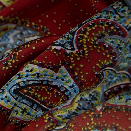 BORDOWA JEDWABNA APASZKA Z WZOREM PAISLEY brazowy Allora  