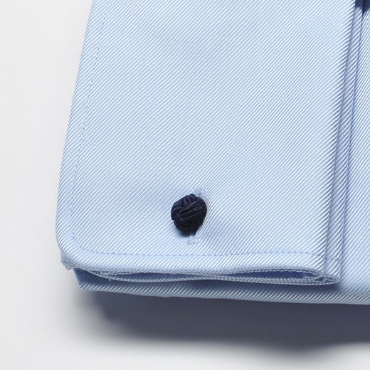 Elegancka błękitna koszula męska taliowana (SLIM FIT), mankiety na spinki