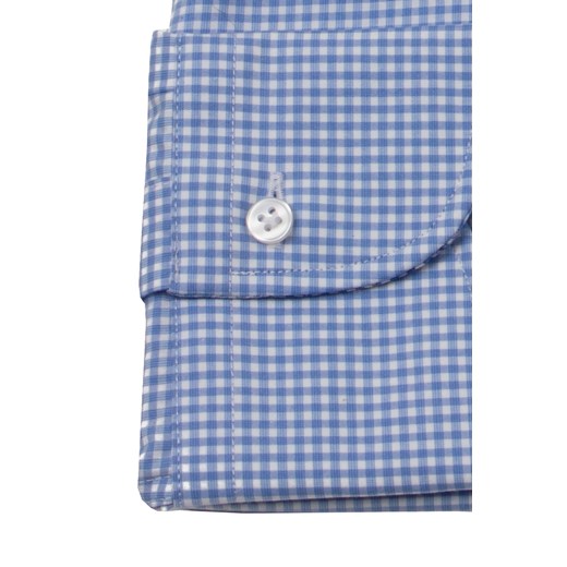 Koszula męska taliowana biała w niebieską kratę  (SLIM FIT)