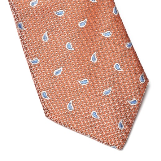 Elegancki pomarańczowy krawat Van Thorn w błękitne paisley