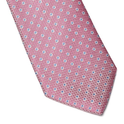 Elegancki różowy krawat Van Thorn w błękitne kropki