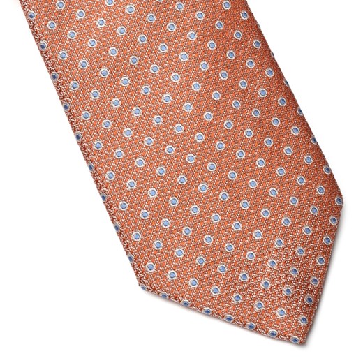 Elegancki pomarańczowy krawat Van Thorn w błękitne kropki