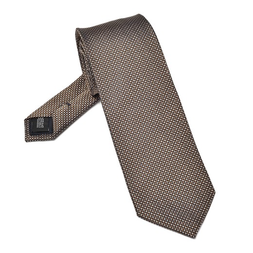 Brązowy krawat jedwabny w mikrowzór
