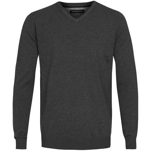 Grafitowy sweter / pulower v-neck z bawełny