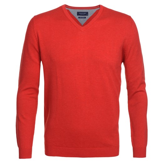 Czerwony sweter w serek  Profuomo z bawełny Pima