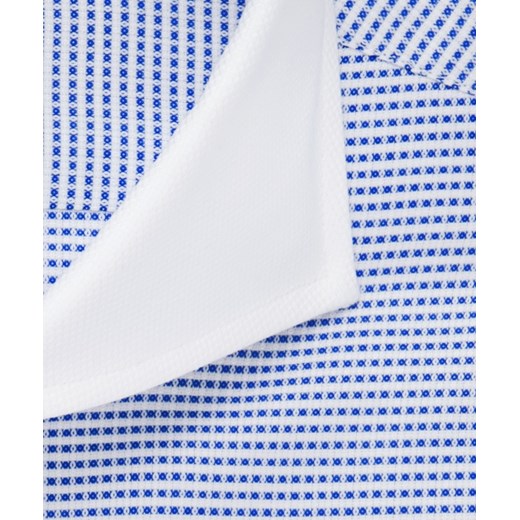 Elegancka koszula Profuomo Sky Blue w niebieski drobny wzór z białym kołnierzem i mankietami