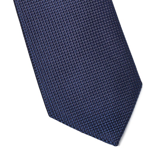Elegancki granatowy krawat jedwabny Van Thorn o prostym splocie