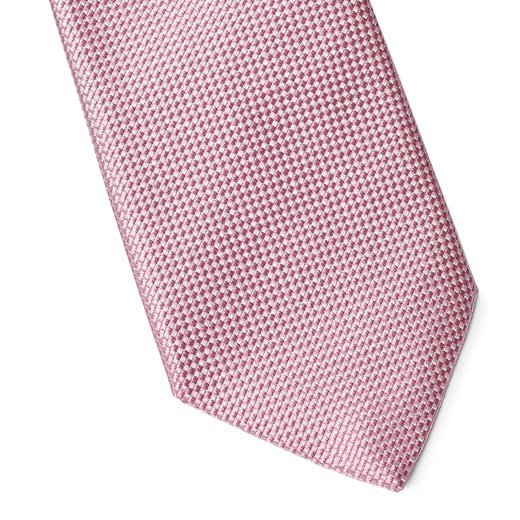 Elegancki jasnoróżowy krawat jedwabny Van Thorn o prostym splocie