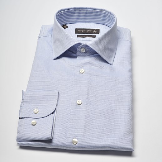 Koszula męska taliowana Jacques Britt w biało błękitną strukturę - rozmiar 41 custom fit