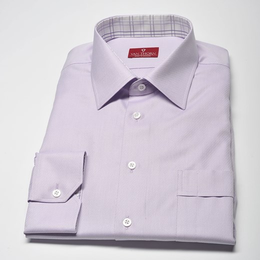 Elegancka liliowa koszula męska VAN THORN Slim Fit z klasycznym kołnierzykiem