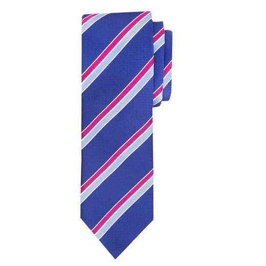 Niebieski krawat Profuomo w różowe, błękitne i białe pasy