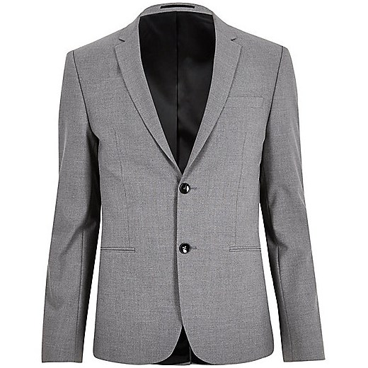 Grey super skinny fit suit jacket  River Island szary  