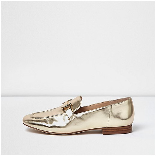 Gold soft loafers  River Island   