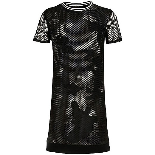 Girls khaki camouflage mesh T-shirt dress   River Island  