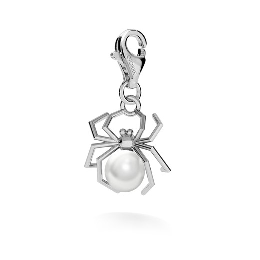 Srebrny charms pająk perła swarovski 925 : Kolor pokrycia srebra - Pokrycie Jasnym Rodem