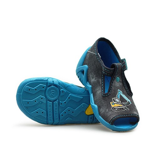 Sandałki dziecięce Befado 217P078 Szare/Błękitne 18x4 19x4 turkusowy Befado  Arturo-obuwie