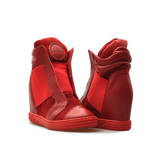 Sneakersy Chebello 528/D Czerwone lico + welur Chebello   Arturo-obuwie