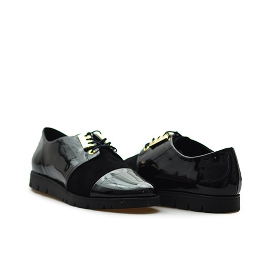 Półbuty Ulmani shoes 12806/L1-Z1-L1 Czarne lakierowane + zamszowe Ulmani Shoes   Arturo-obuwie