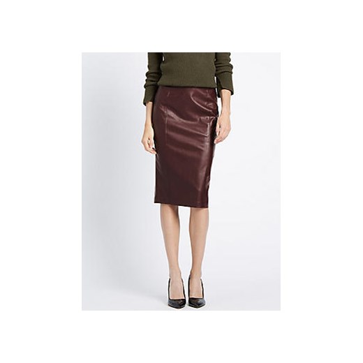 Slim Fit Faux Leather Pencil Skirt 